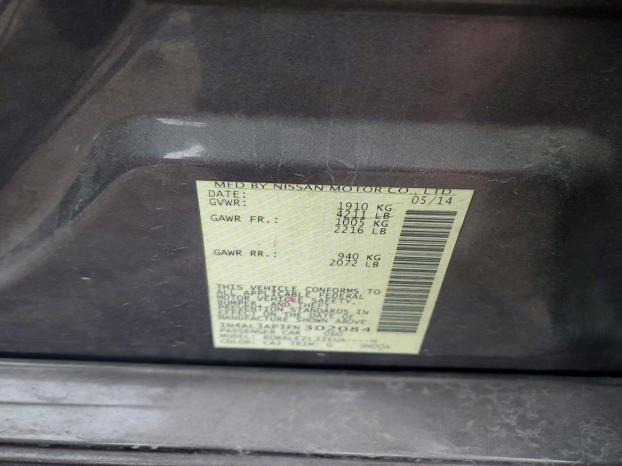 2015 NISSAN ALTIMA