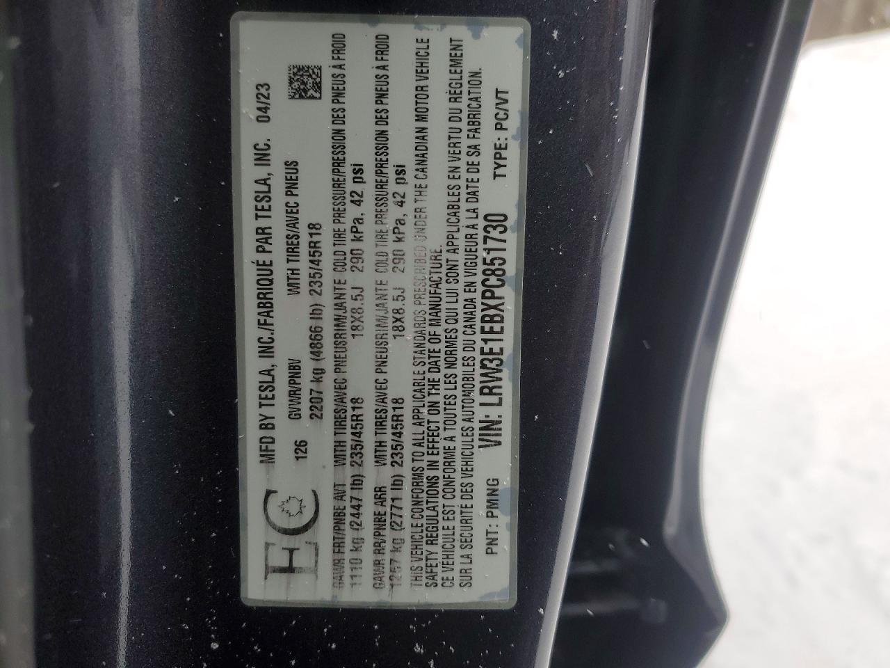 2023 TESLA MODEL 3