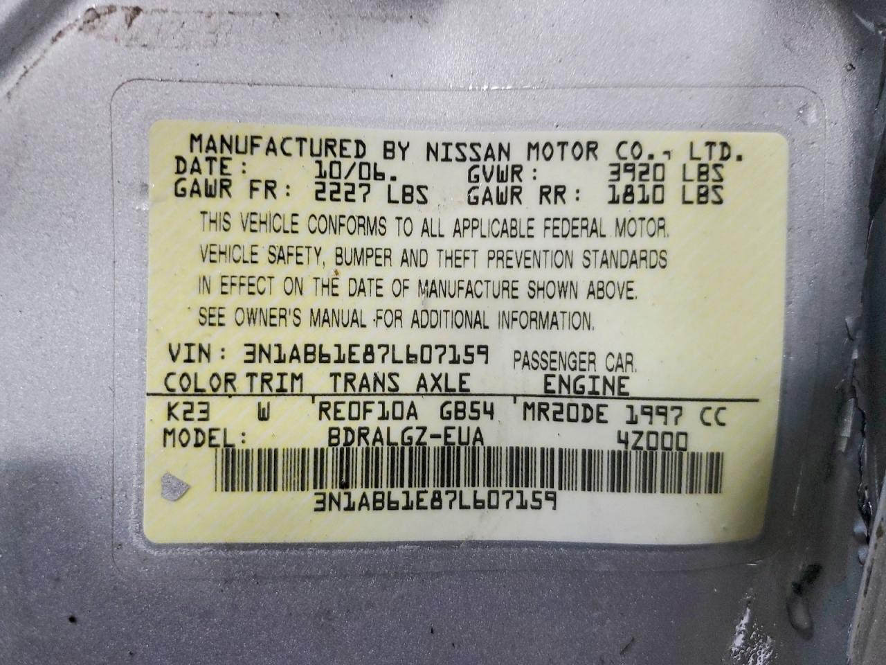 2007 NISSAN SENTRA
