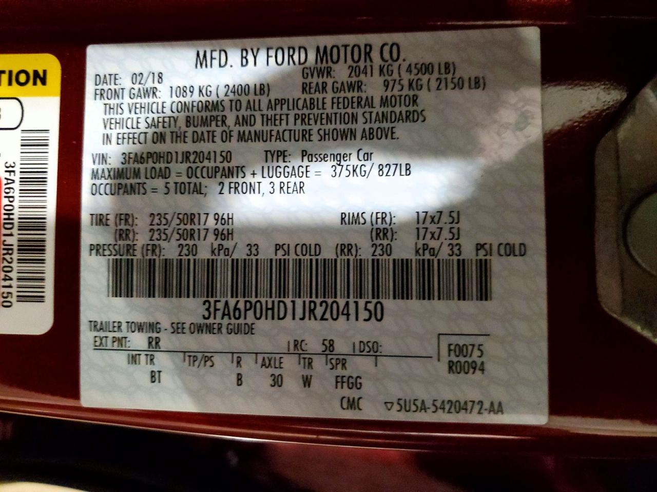 2018 FORD FUSION