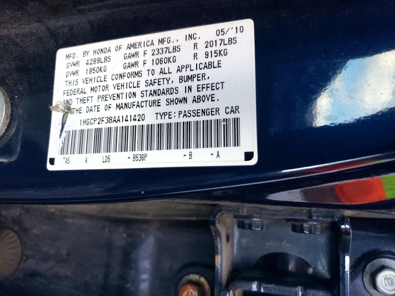 2010 HONDA ACCORD