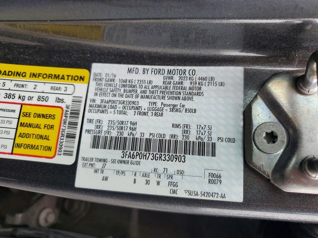 2016 FORD FUSION