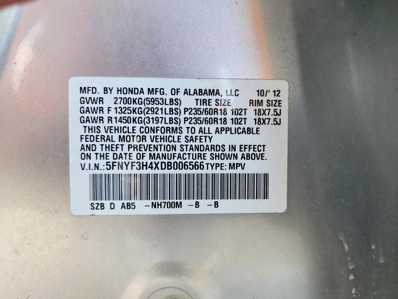 2013 HONDA PILOT