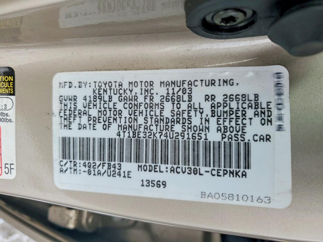 2004 TOYOTA CAMRY