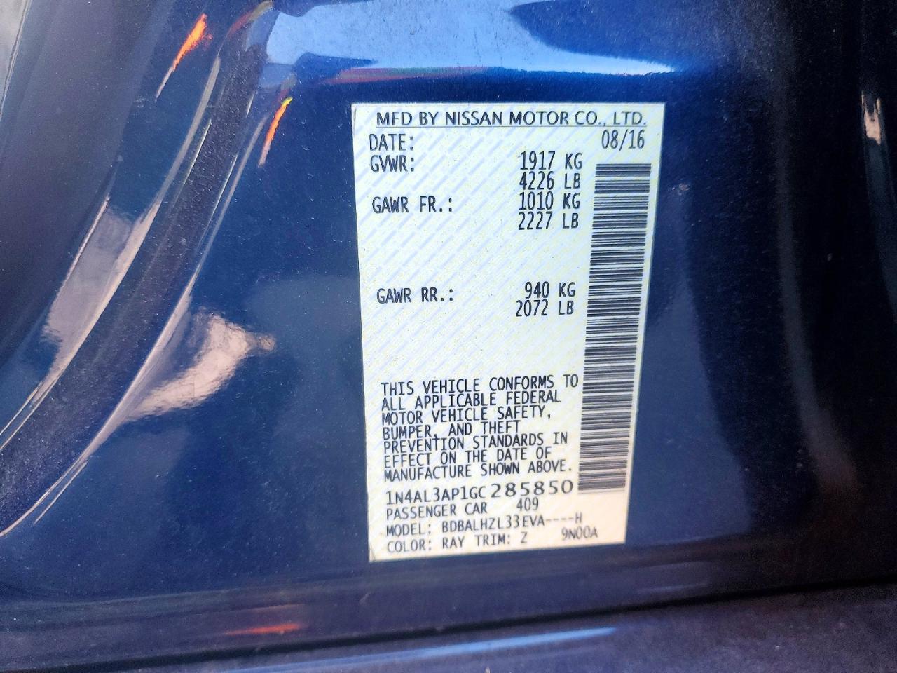 2016 NISSAN ALTIMA