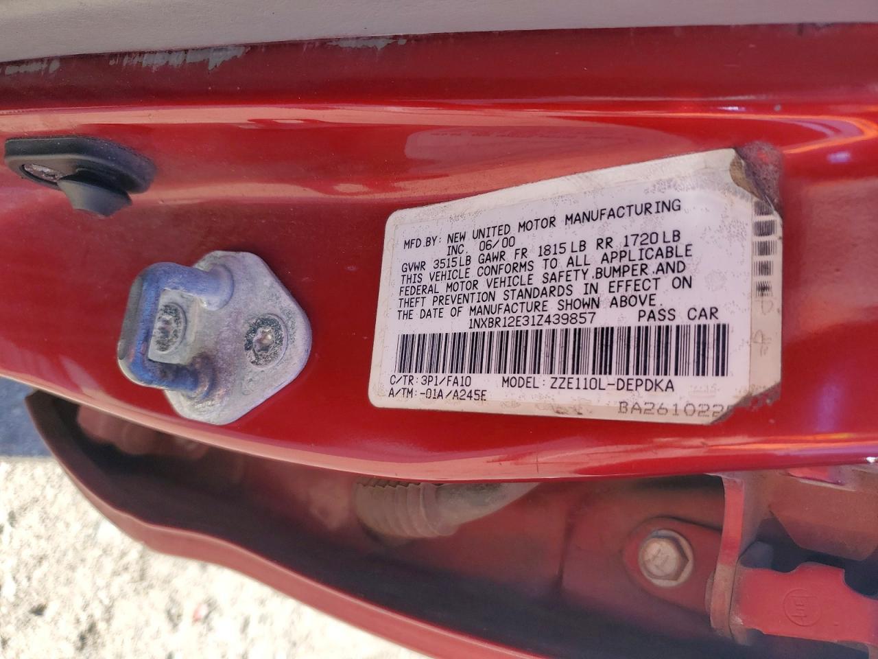2001 TOYOTA COROLLA
