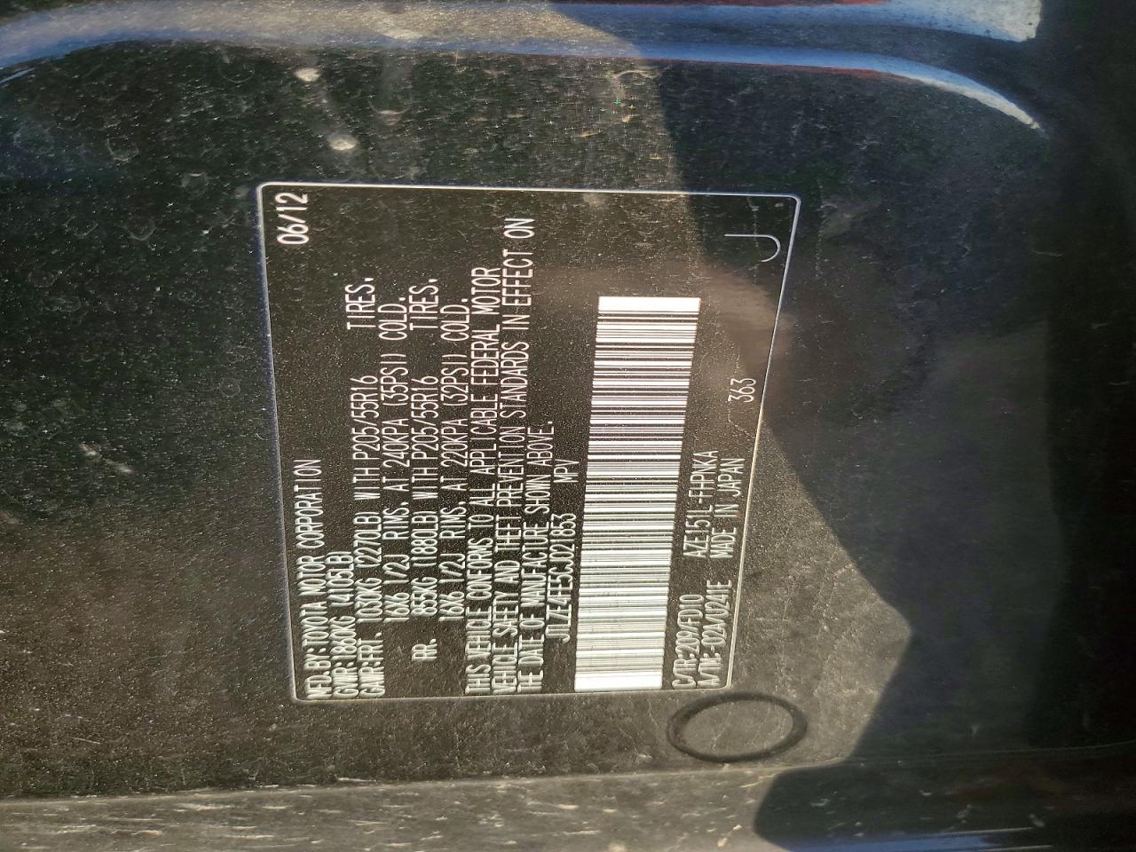 2012 TOYOTA SCION