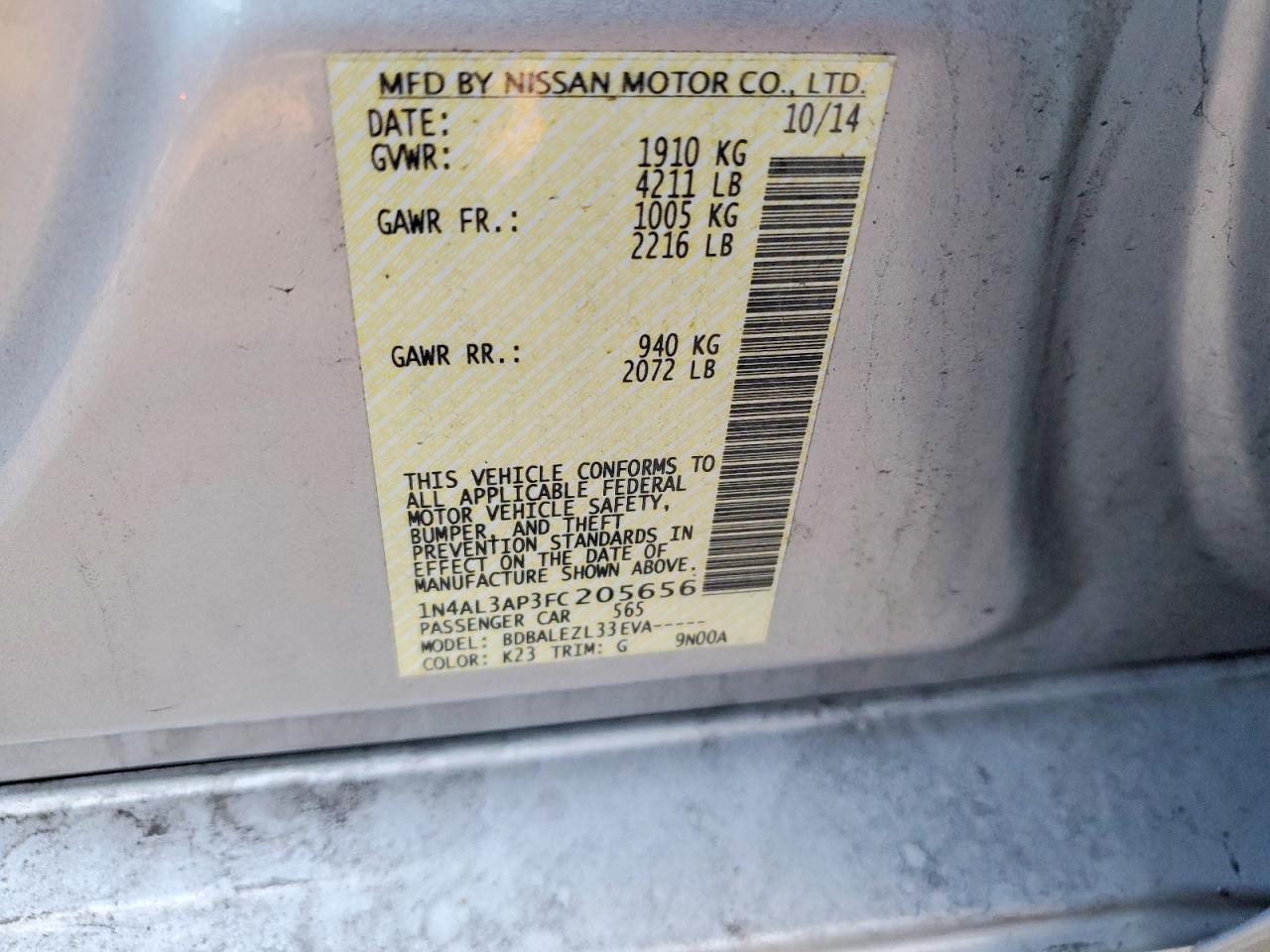 2015 NISSAN ALTIMA