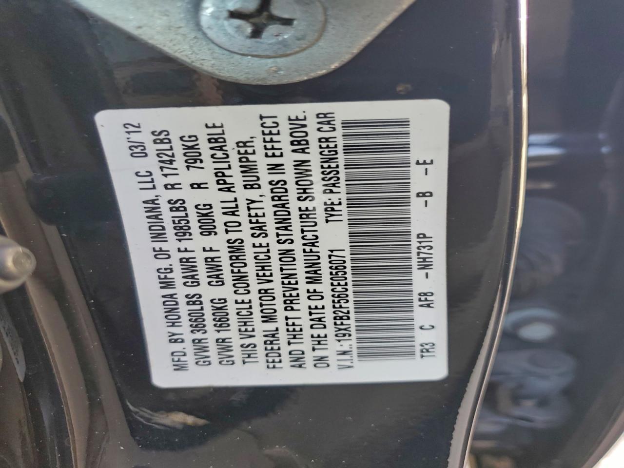 2012 HONDA CIVIC