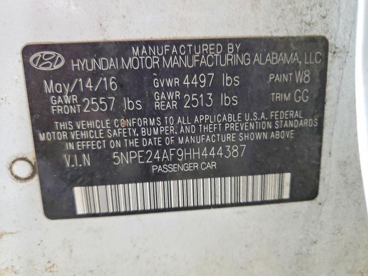 2017 HYUNDAI SONATA