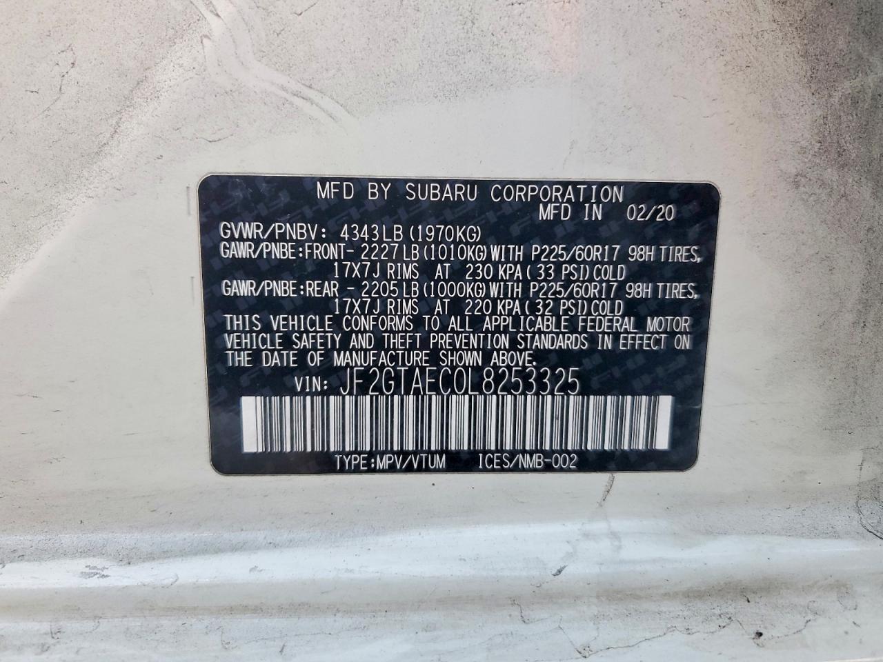 2020 SUBARU Crosstrek