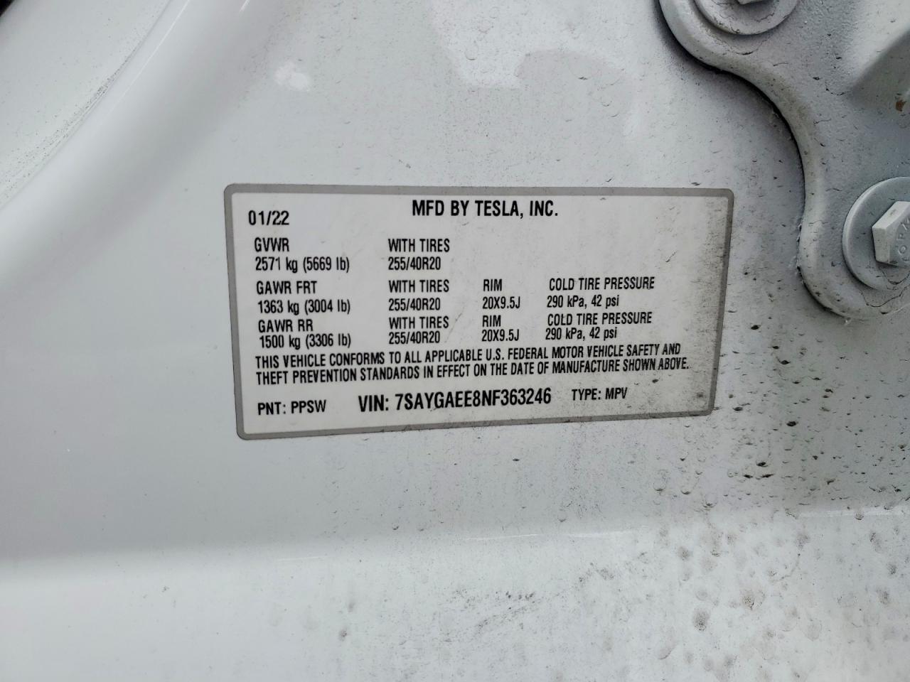 2022 TESLA MODEL Y