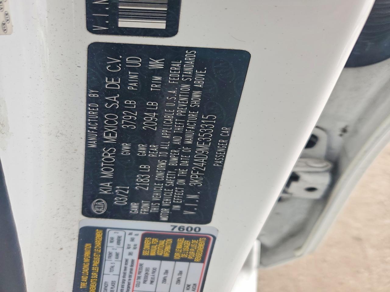 2021 KIA FORTE