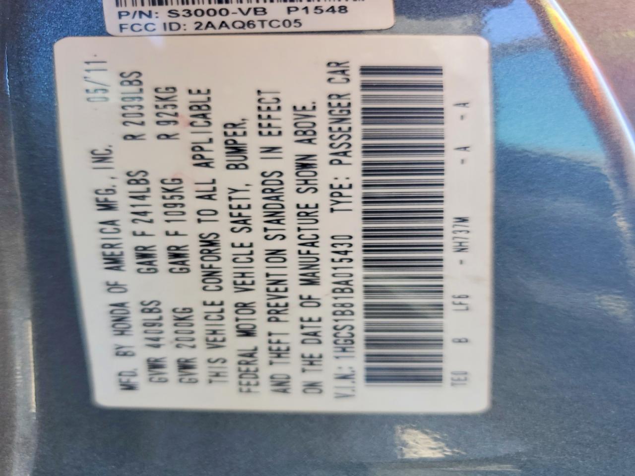 2011 HONDA ACCORD