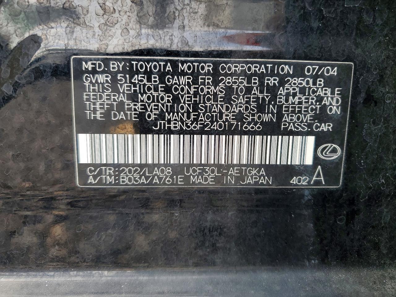 2004 LEXUS Ls 430