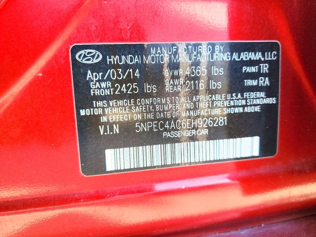 2014 HYUNDAI SONATA