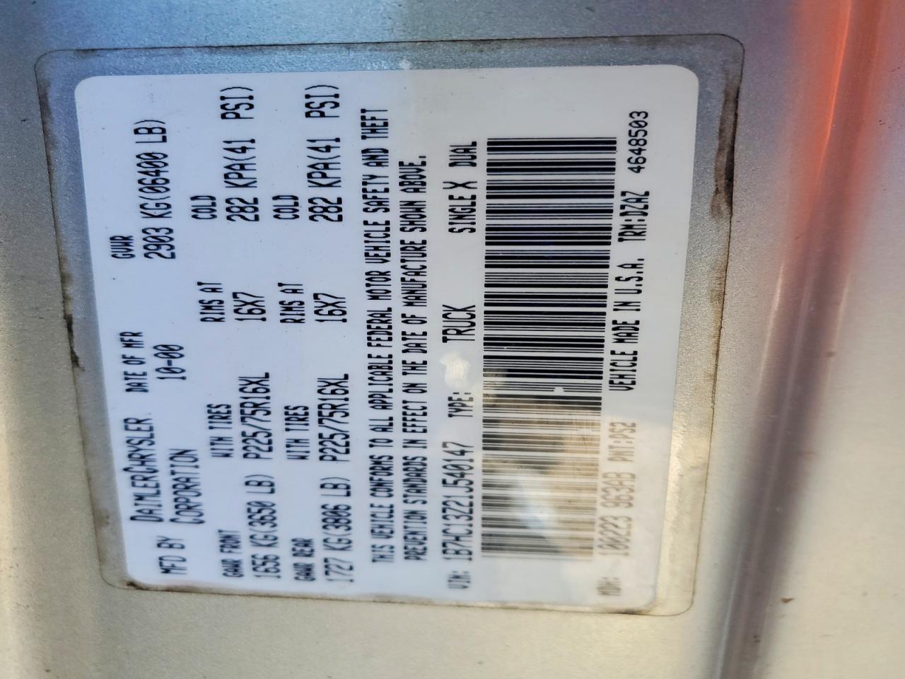 2001 DODGE RAM 1500