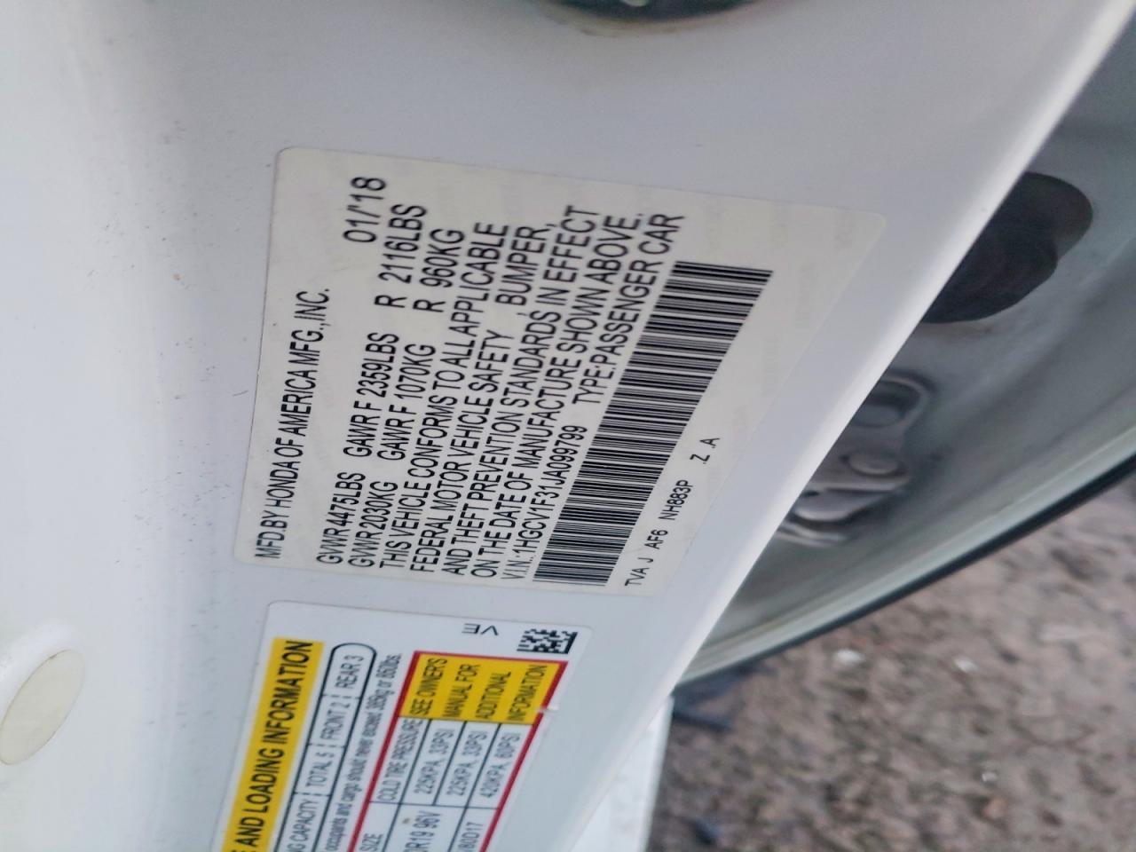 2018 HONDA ACCORD