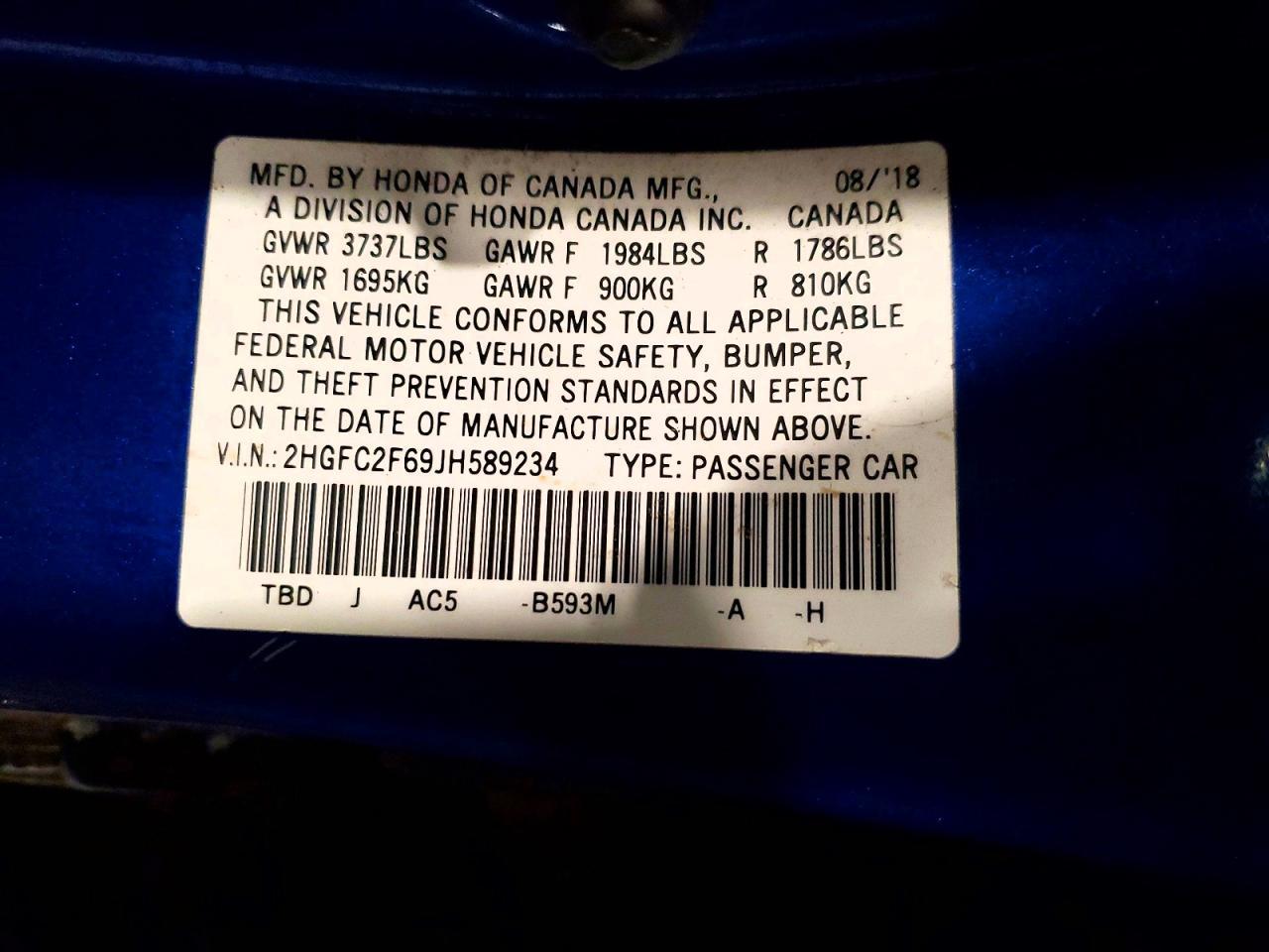 2018 HONDA CIVIC
