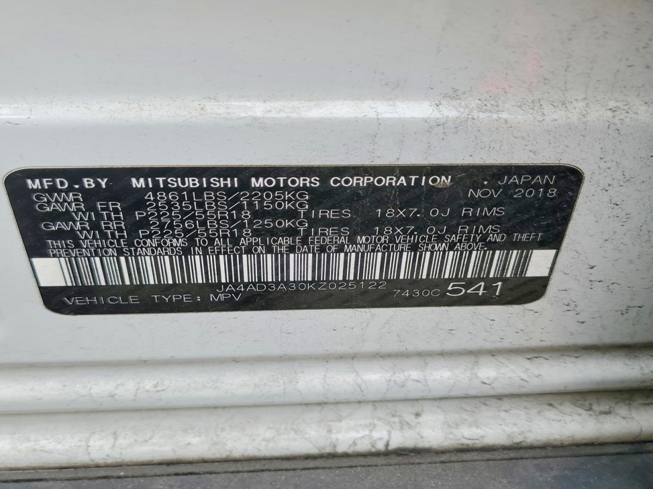 2019 MITSUBISHI outlander