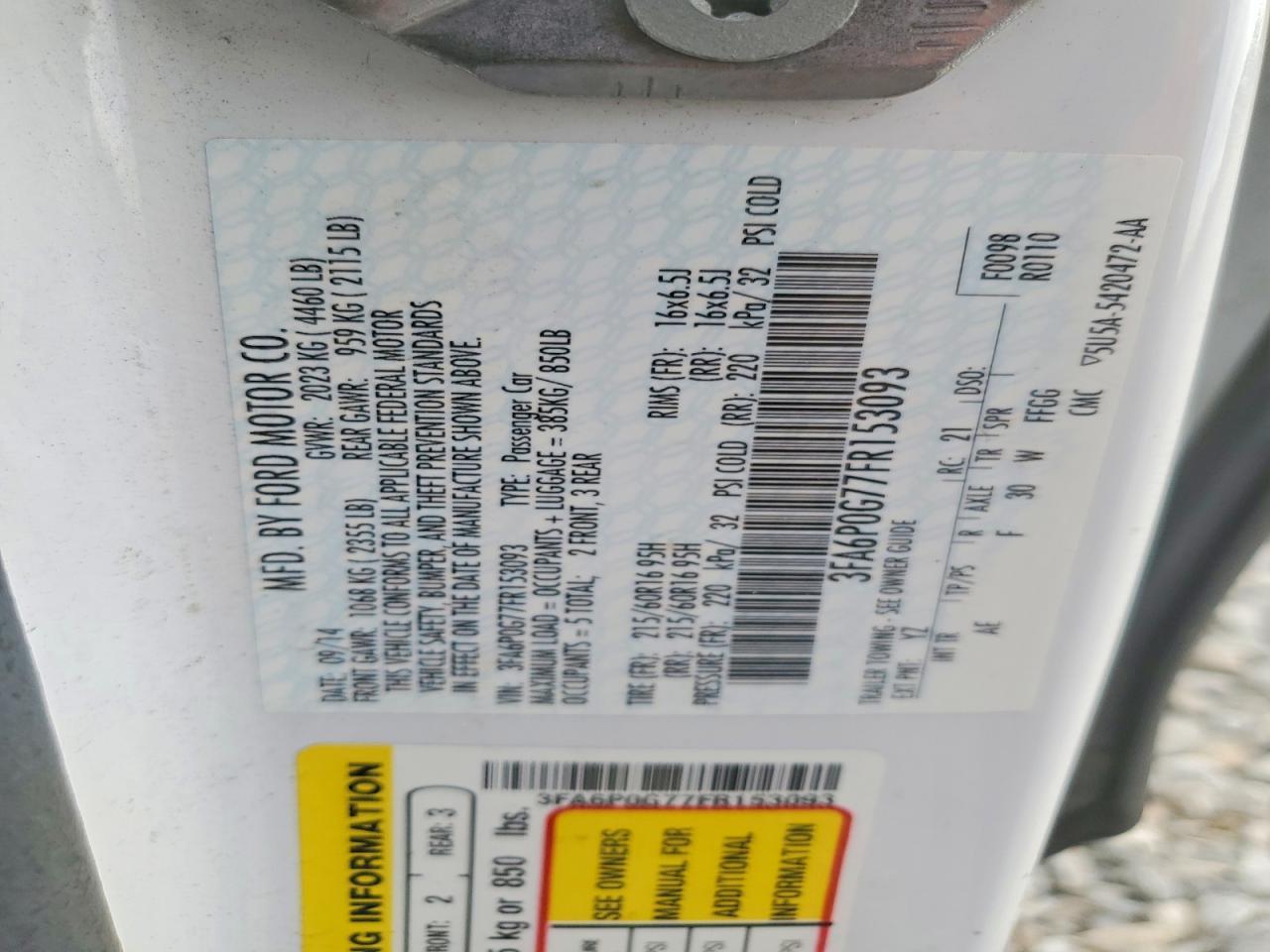 2015 FORD FUSION