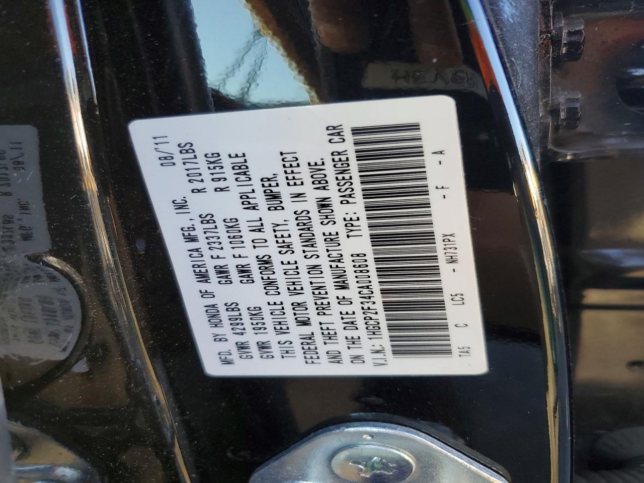 2012 HONDA ACCORD