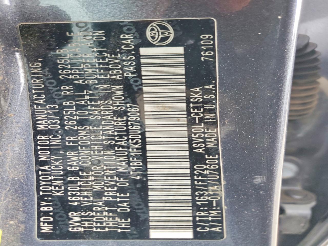 2013 TOYOTA CAMRY
