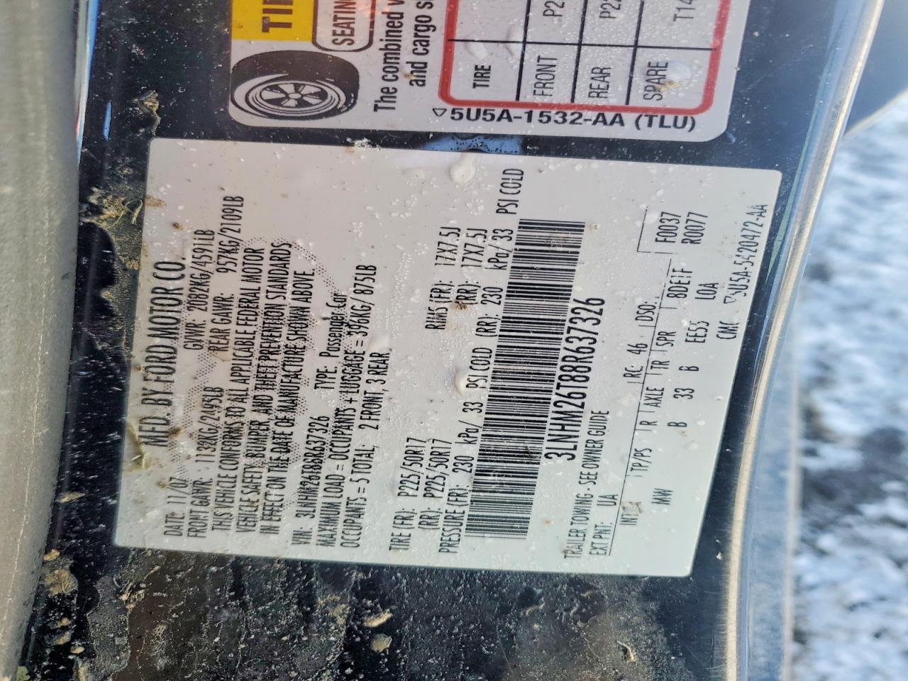 2008 LINCOLN MKZ