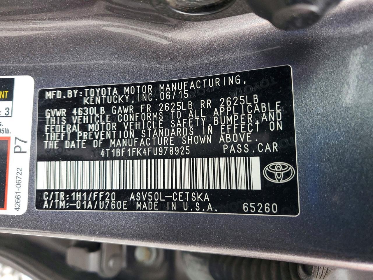 2015 TOYOTA CAMRY