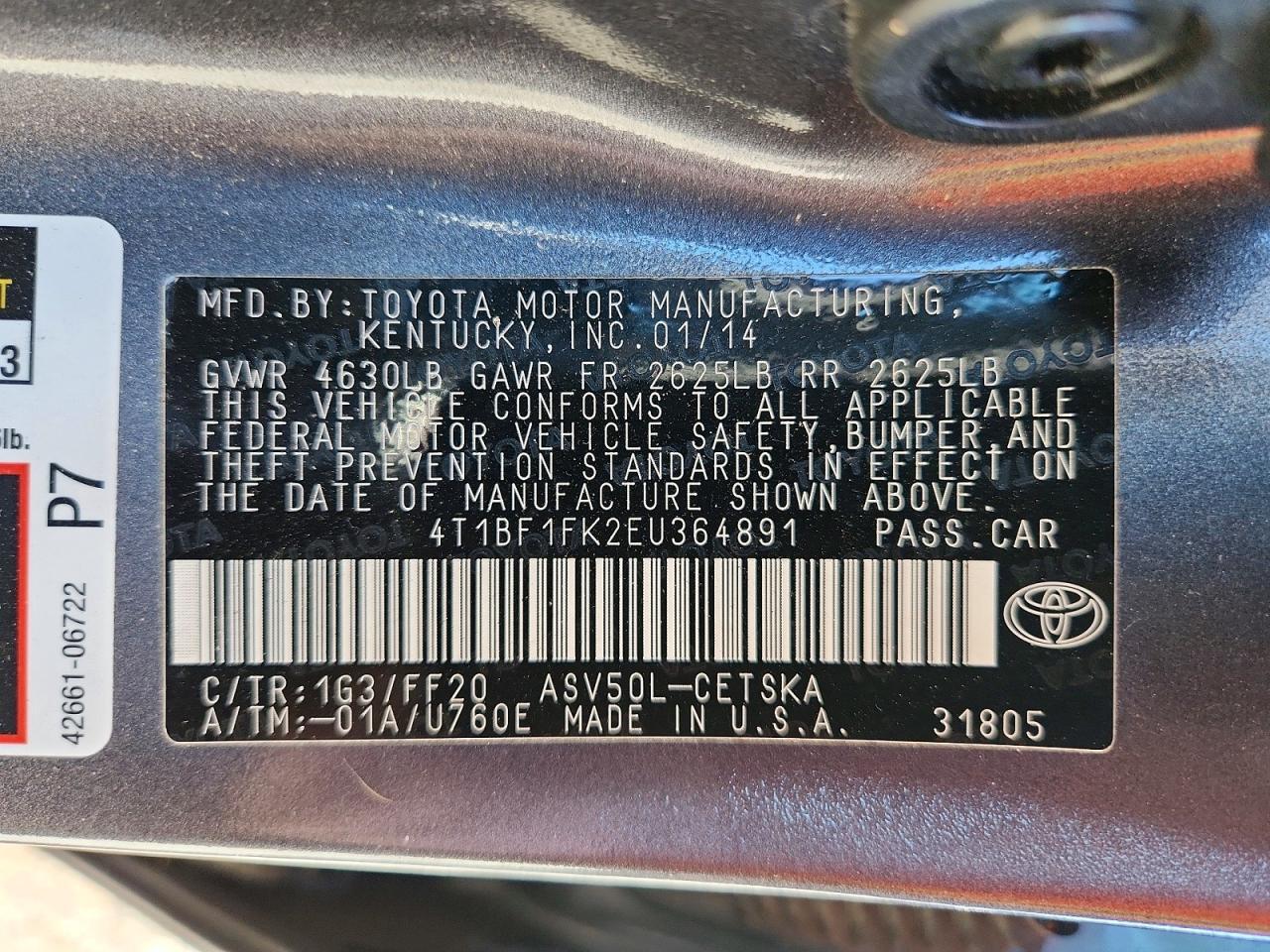 2014 TOYOTA CAMRY