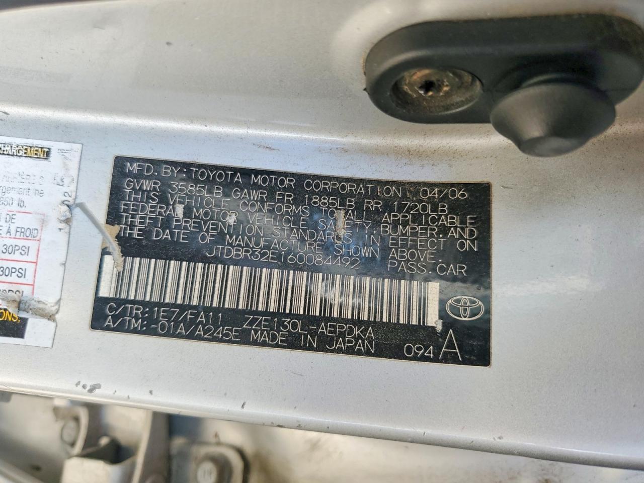 2006 TOYOTA COROLLA