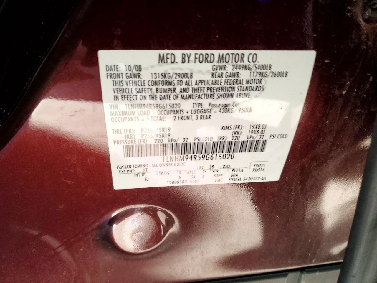2009 LINCOLN MKS