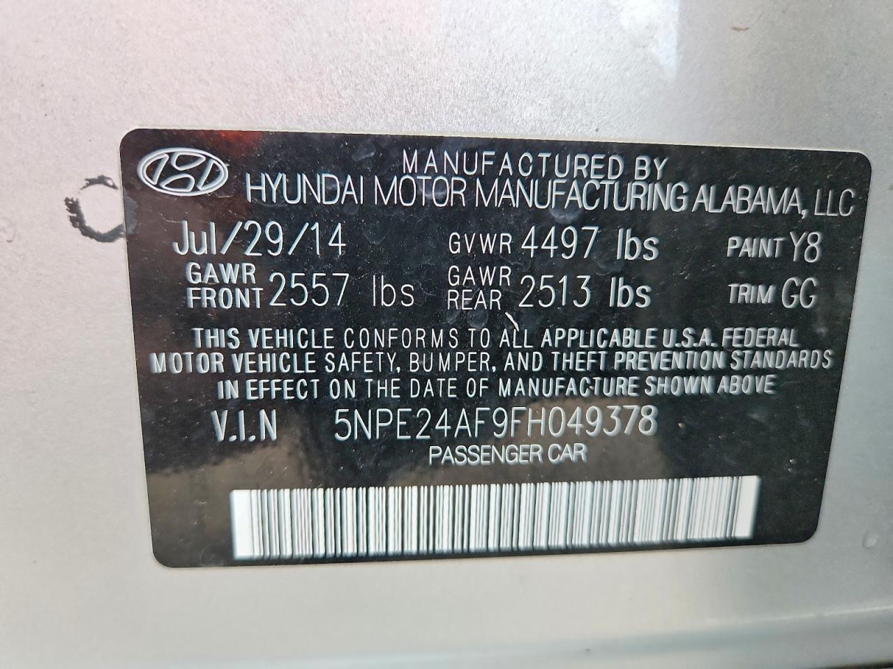 2015 HYUNDAI SONATA