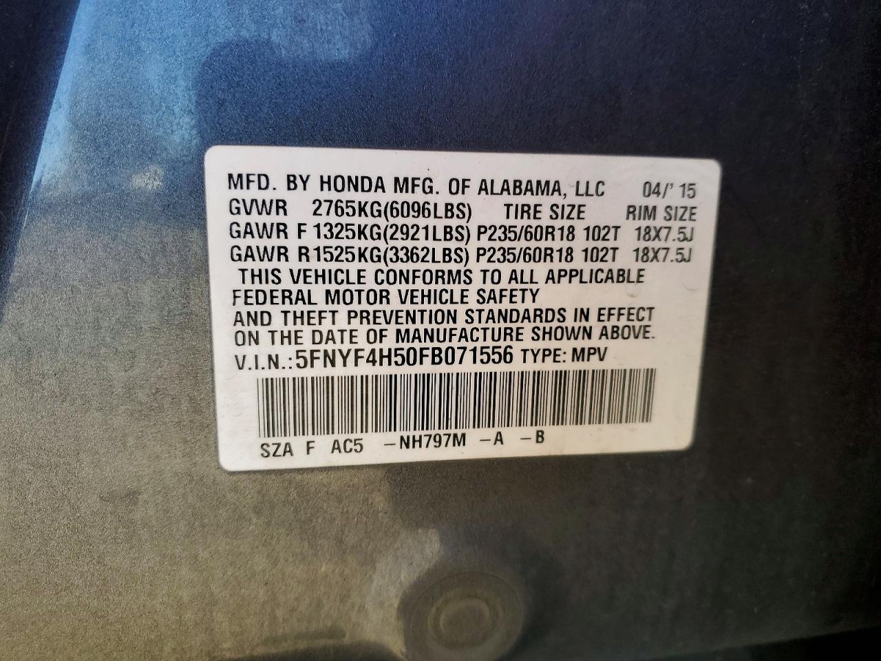 2015 HONDA PILOT
