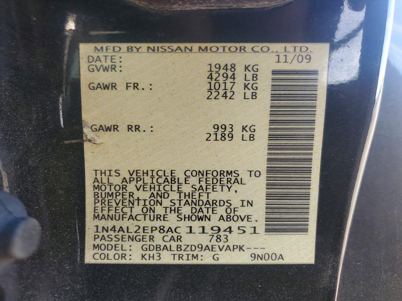 2010 NISSAN ALTIMA