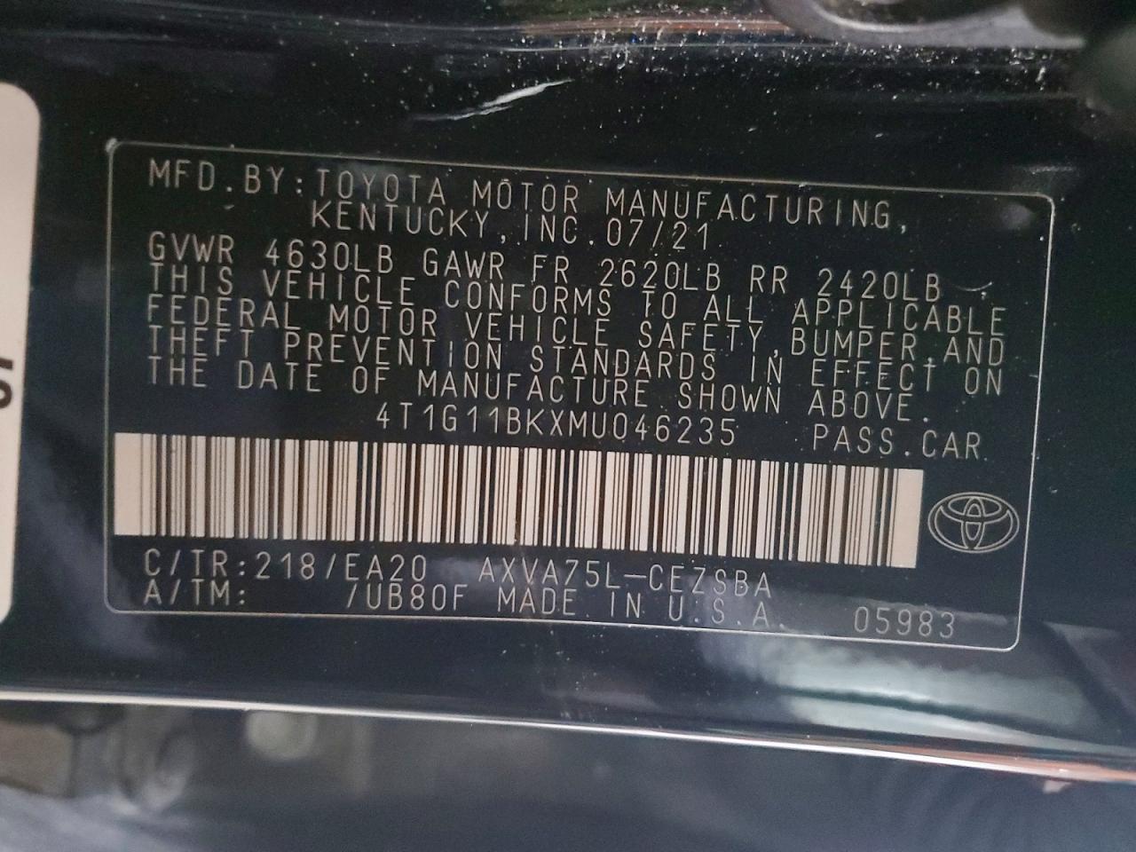 2021 TOYOTA CAMRY
