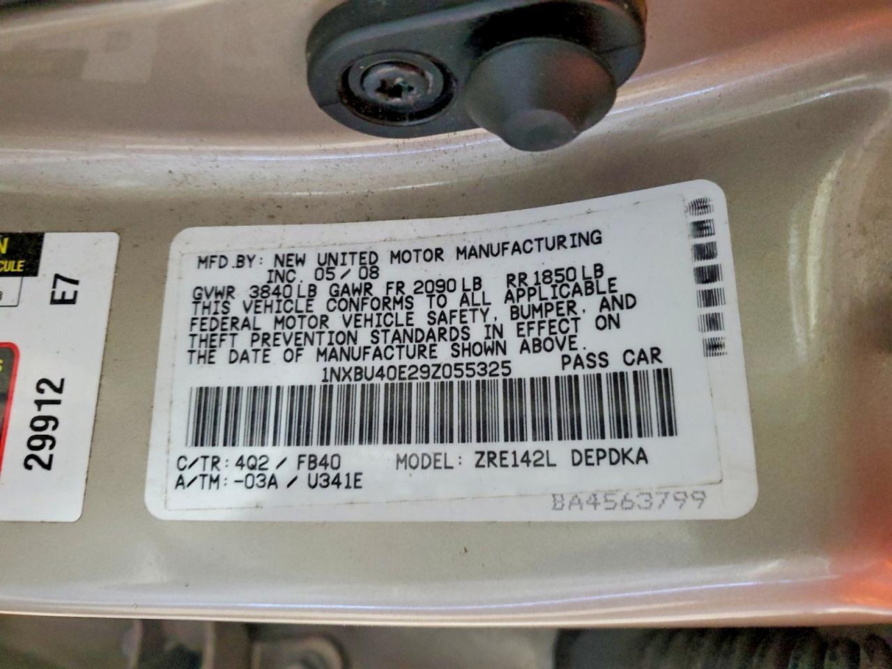 2009 TOYOTA COROLLA