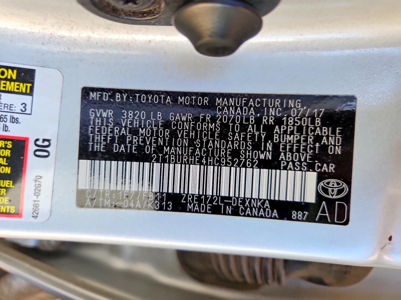 2017 TOYOTA COROLLA