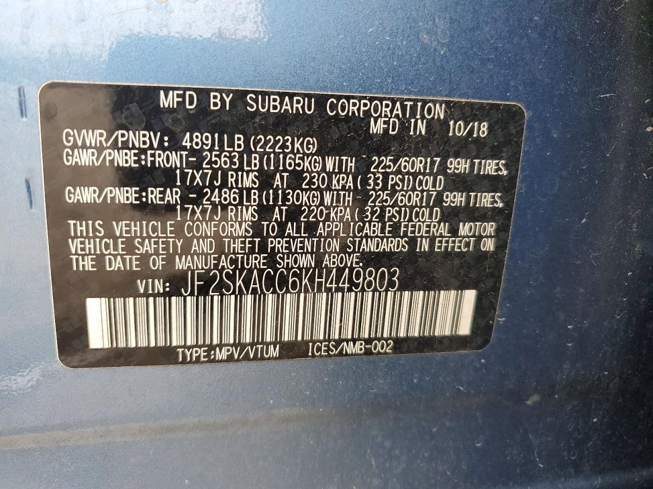 2019 SUBARU FORESTER