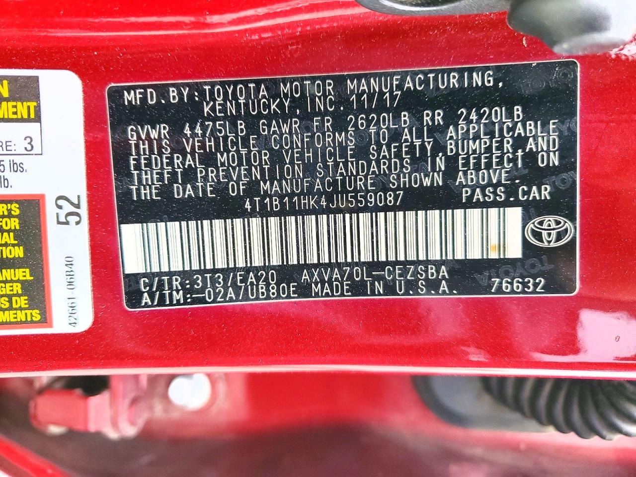 2018 TOYOTA CAMRY