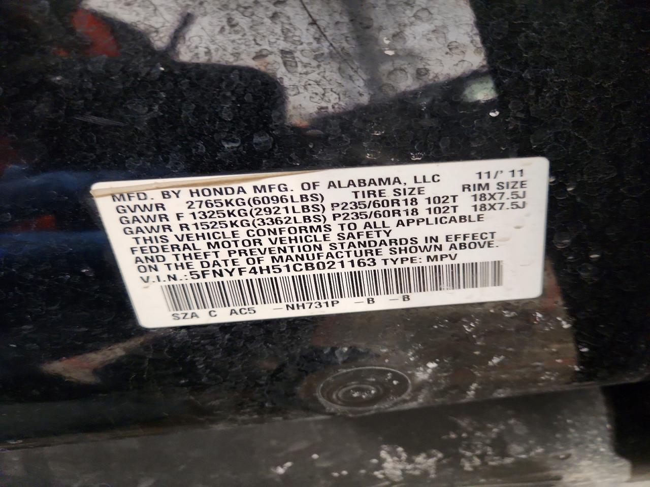 2012 HONDA PILOT