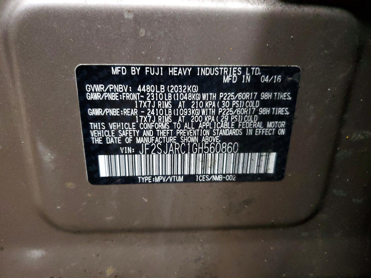 2016 SUBARU FORESTER