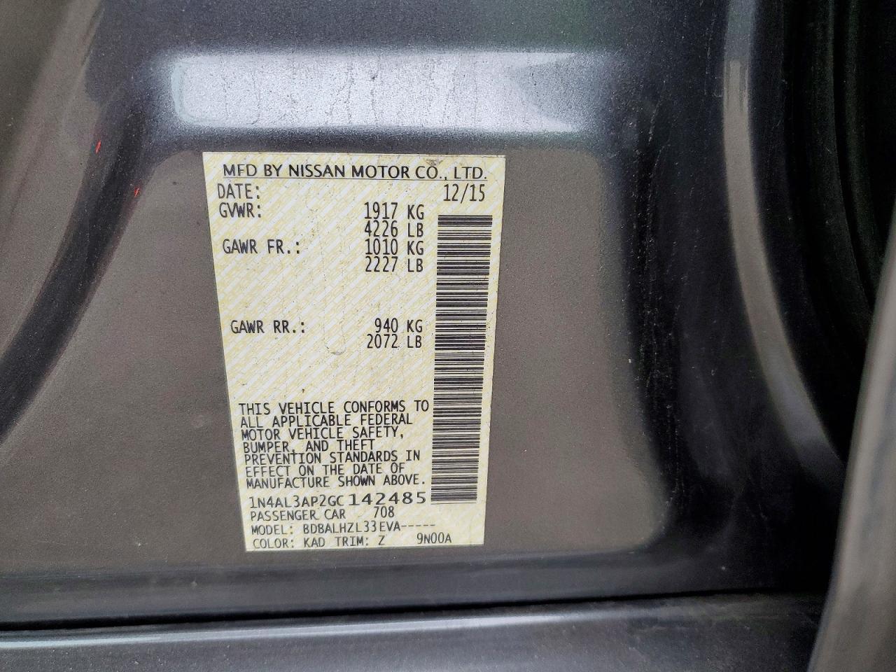 2016 NISSAN ALTIMA