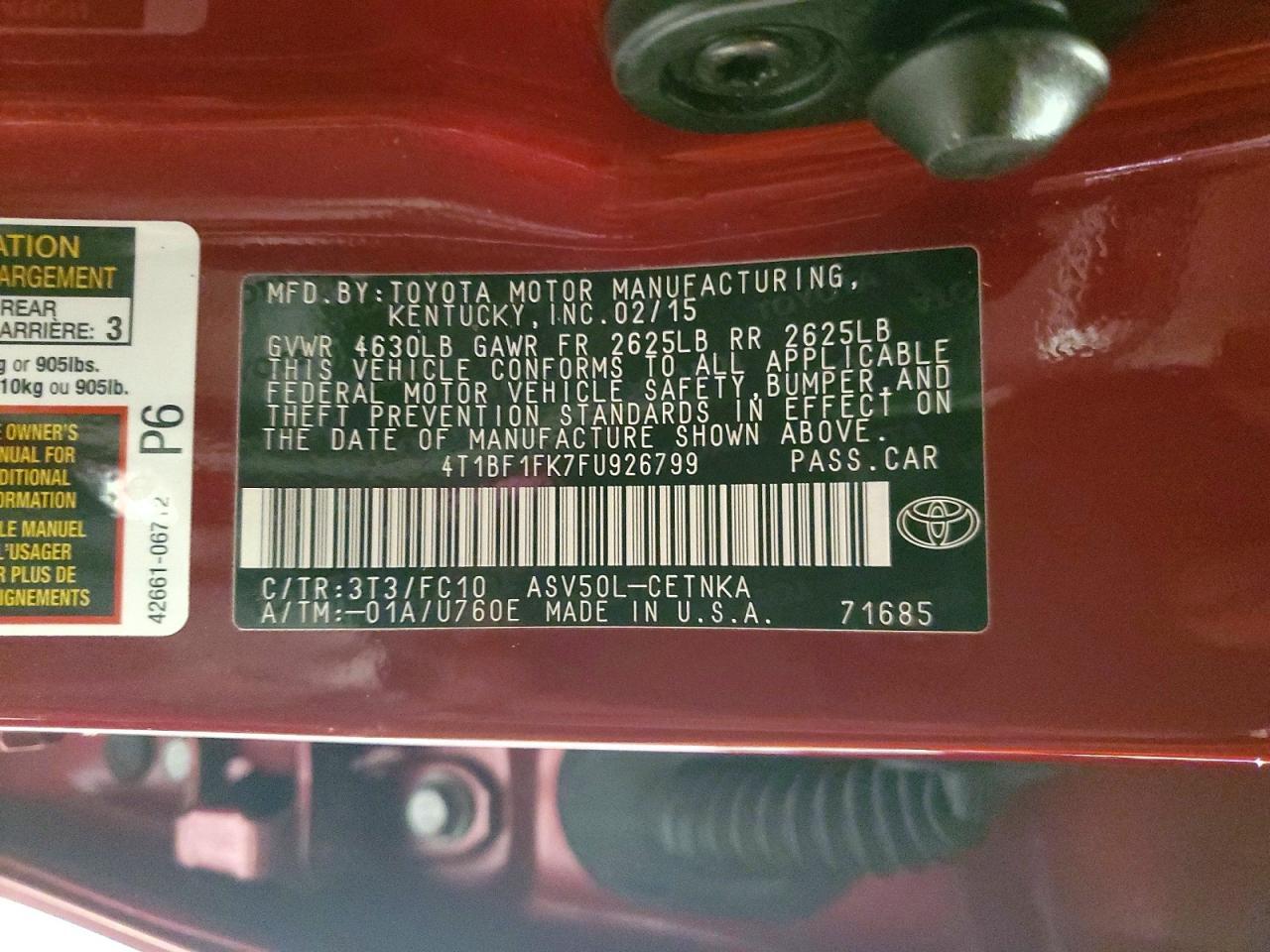 2015 TOYOTA CAMRY