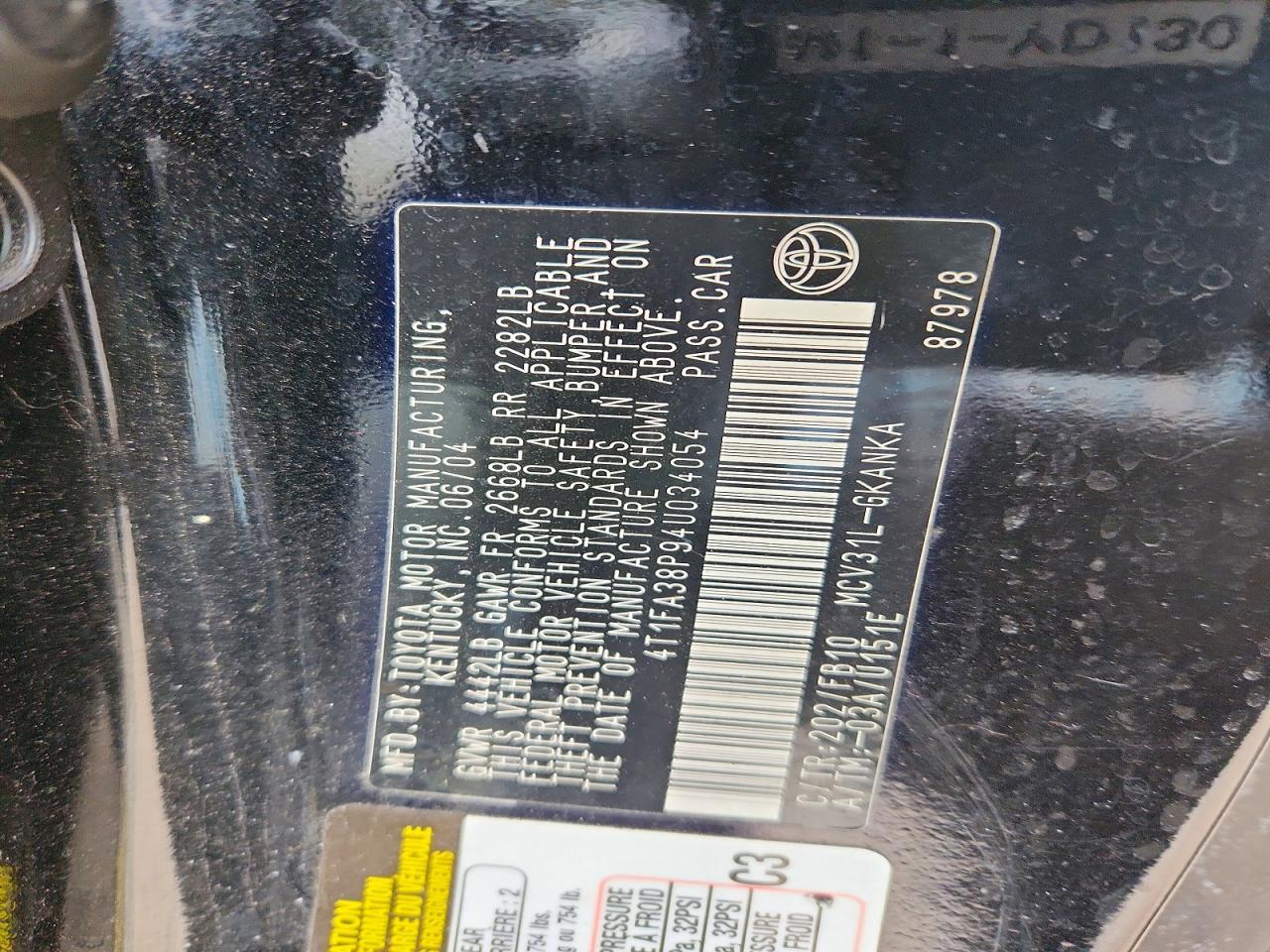 2004 TOYOTA CAMRY