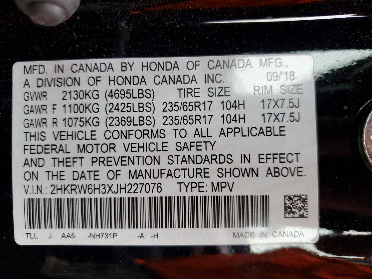 2018 HONDA CR-V