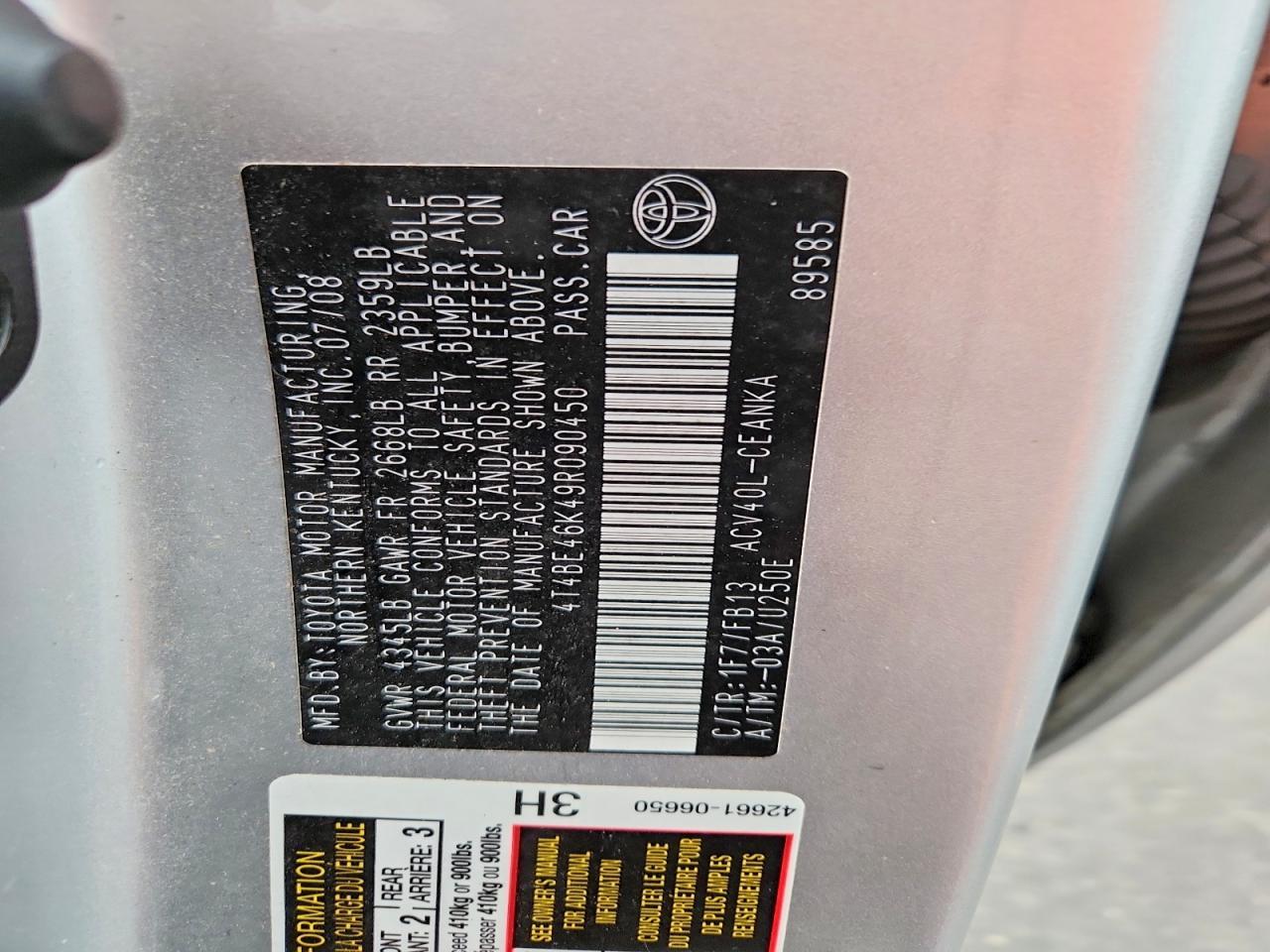 2009 TOYOTA CAMRY