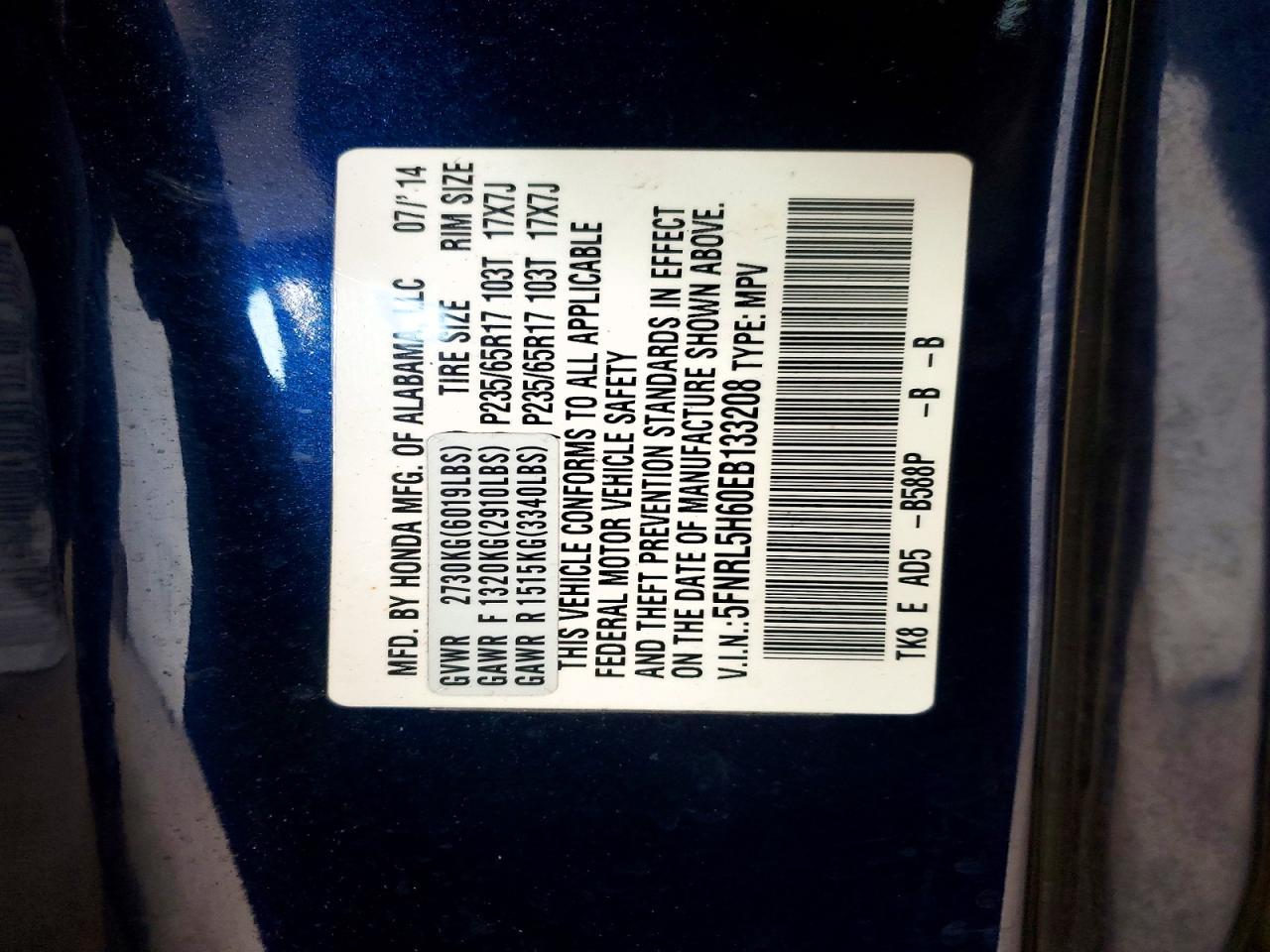 2014 HONDA ODYSSEY
