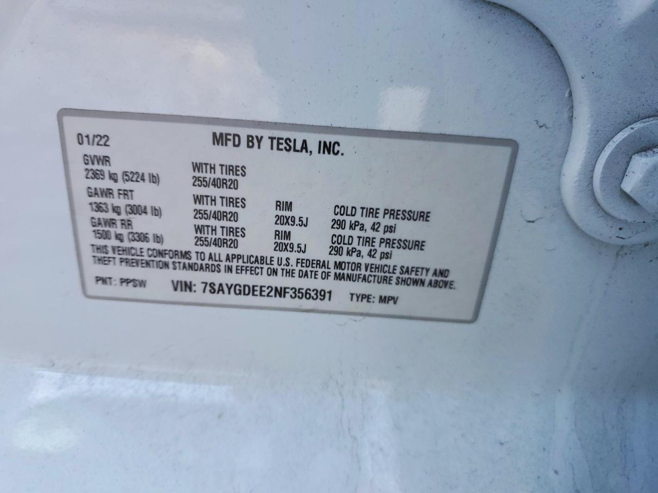 2022 TESLA MODEL Y