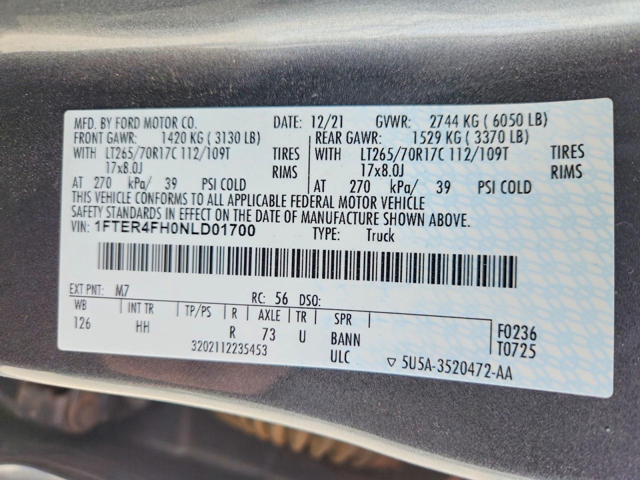 2022 FORD RANGER